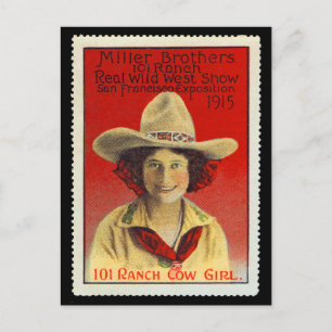 101 Ranch Cowgirl Poster Stamp #4, Panama-Pacific Postcard