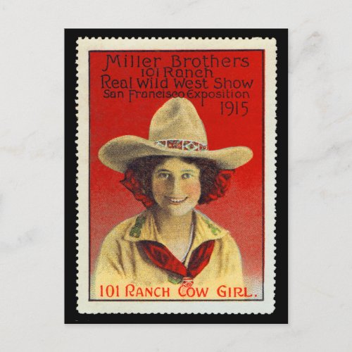 101 Ranch Cowgirl Poster Stamp 4 Panama_Pacific Postcard