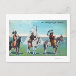 101 Ranch View of Chief Goodboy and Braves Postcard