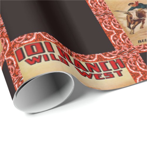 101 Wild Ranch Wild West Rodeo Steer Wrestler Wrapping Paper