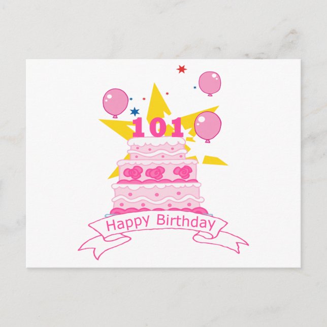 101 Year Old Birthday Cake Postcard (Front)