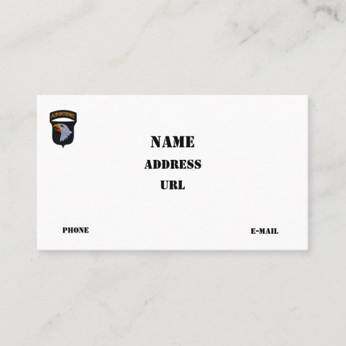 101st ABN Airborne Division Screaming Eagles Vets Business Card