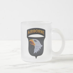 101st ABN Airborne Division Screaming Eagles Vets Frosted Glass Coffee Mug