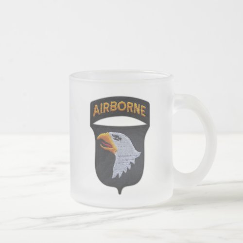 101st ABN Airborne Division Screaming Eagles Vets Frosted Glass Coffee Mug