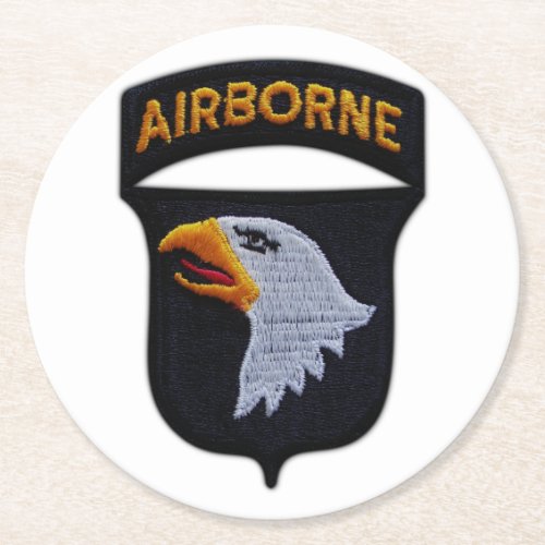 101st ABN Airborne Screaming Eagles Veterans LRRP Round Paper Coaster