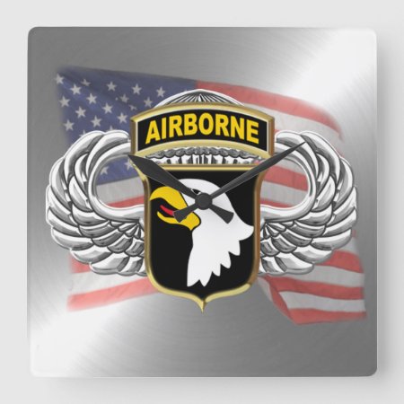 101st Airborne 10.75" Square Wall Clock