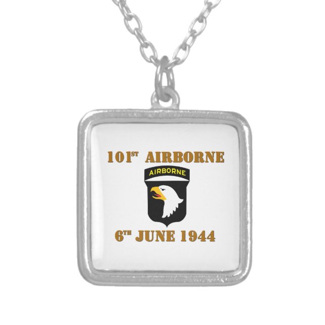 101st Airborne D-Day Normandy Silver Plated Necklace (Front)