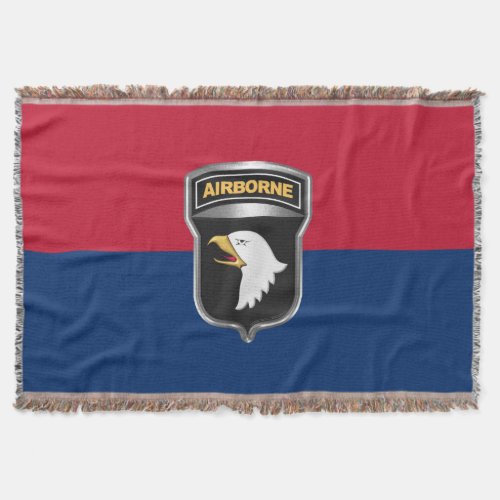 101st Airborne Div Iconic Silver Framed Designed Throw Blanket