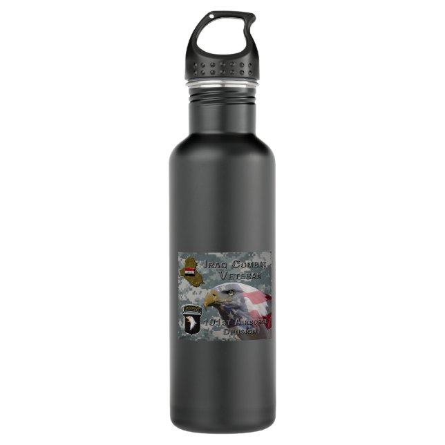 101st Airborne Div Iraq Combat Veteran Stainless Steel Water Bottle (Front)