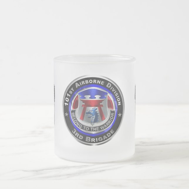 101st Airborne Division 3rd Brigade ‘RAKKASANS’  Frosted Glass Coffee Mug (Center)