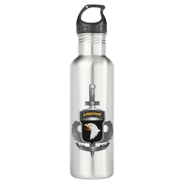 101st Airborne Division Afghanistan Veteran  Stainless Steel Water Bottle (Front)