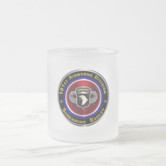 101st Airborne Division Air Assault Frosted Glass Coffee Mug (Center)