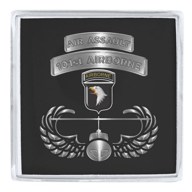 101st Airborne Division Air Assault Silver Finish Lapel Pin (Front)