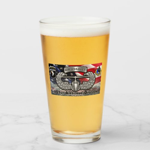 101st Airborne Division American Flag Glass