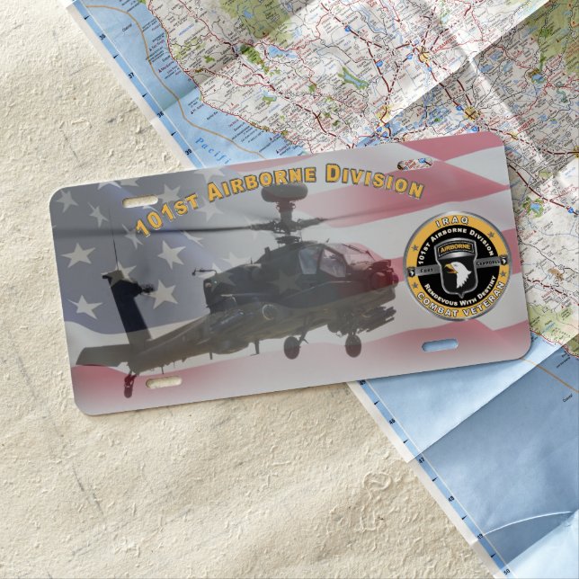 101st Airborne Division APACHE 64 Iraq Veteran License Plate (In Situ)