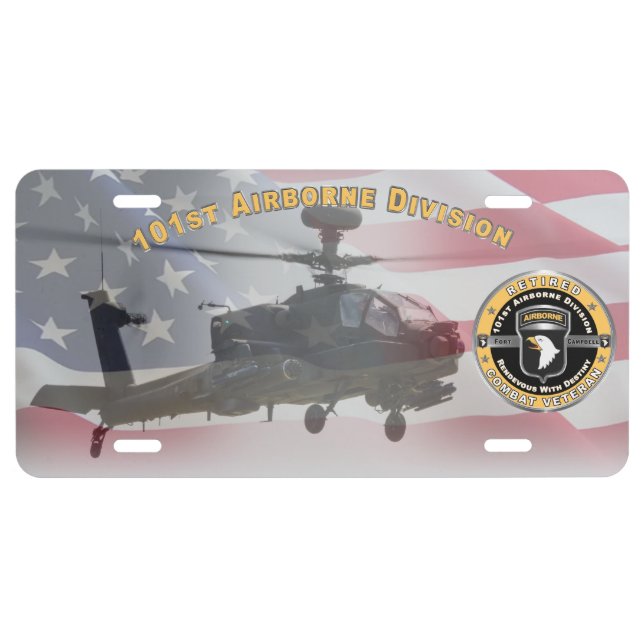 101st Airborne Division APACHE AH64 Retired  License Plate (Front)