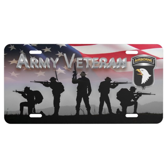101st Airborne Division Army Veteran License Plate (Front)