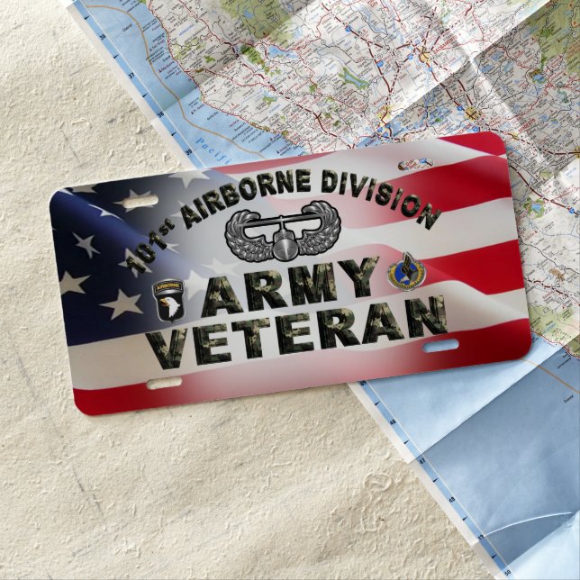 101st Airborne Division Army Veteran  License Plate (In Situ)