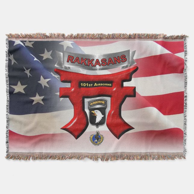 101st Airborne Division Awesome Rakkasans Throw Blanket (Front)