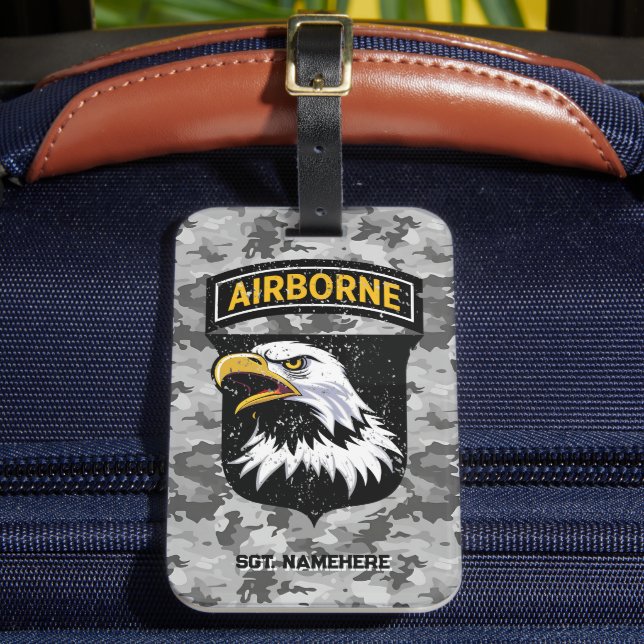 101st Airborne Division Camouflage Customizable Luggage Tag (Front Insitu 2)