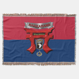 101st Airborne Division Colors Rakkasans Throw Blanket