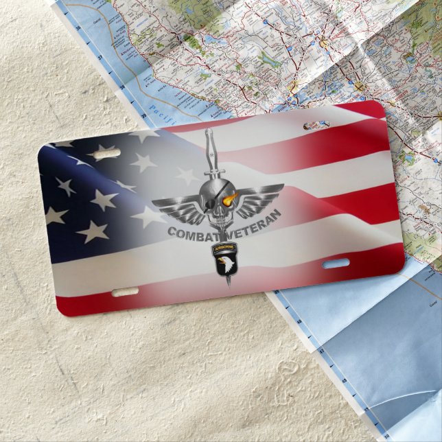 101st Airborne Division “Combat Veteran”  License Plate (In Situ)