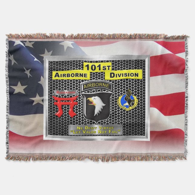101st Airborne Division Custom Designed Flag Throw Blanket (Front)