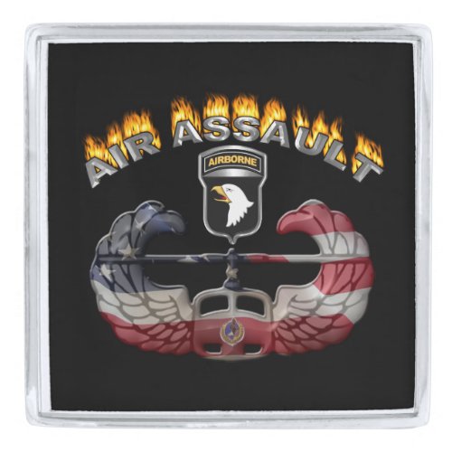 101st Airborne Division Customized Air Assault Silver Finish Lapel Pin