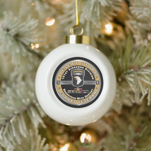 101st Airborne Division Desert Storm Veteran  Ceramic Ball Christmas Ornament