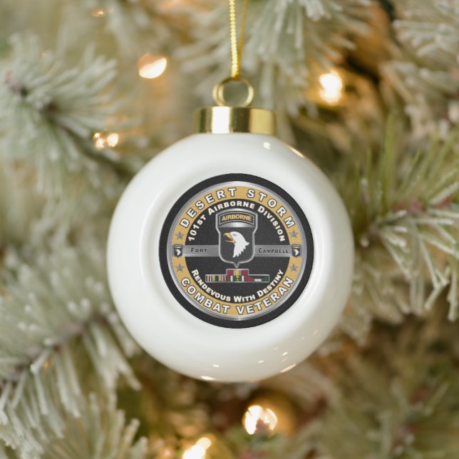 101st Airborne Division Desert Storm Veteran  Ceramic Ball Christmas Ornament (Tree)