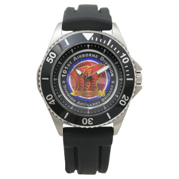 101st Airborne Division-Ultra Thin Leather Strap Quartz Watch (Silver With  Indic - Helia Beer Co