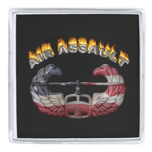 101st Airborne Division Flaming Air Assault Wings Silver Finish Lapel Pin