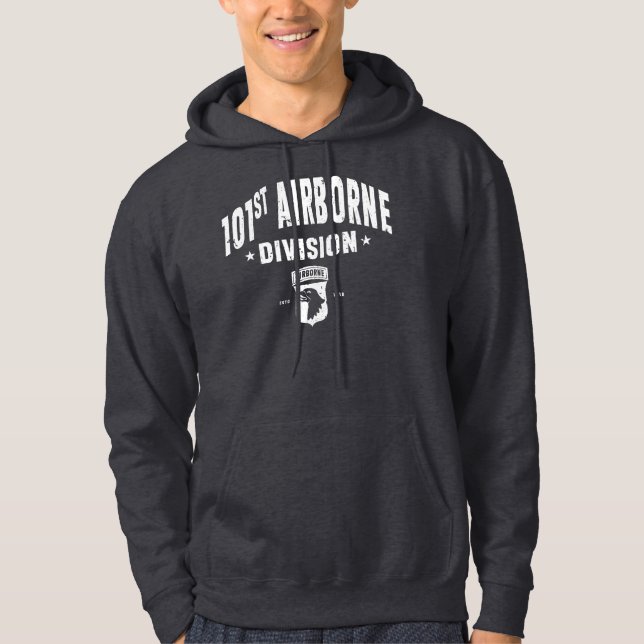 101st Airborne Division Gray Distressed Hoodie (Front)