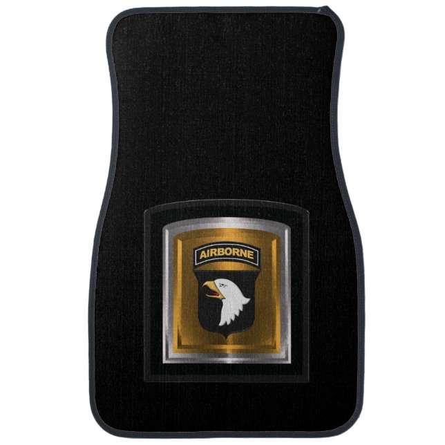 101st Airborne Division Metallic Framed Eagle Car Floor Mat (Front)
