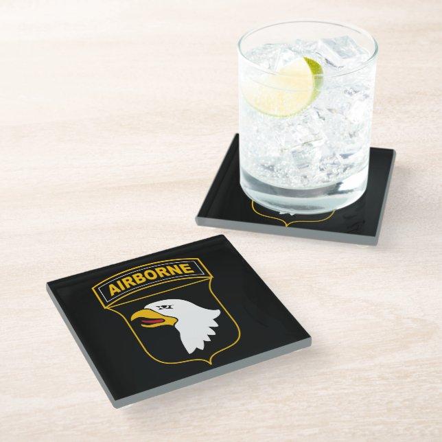 101st Airborne Division Military Veteran Glass Coaster (Angled)