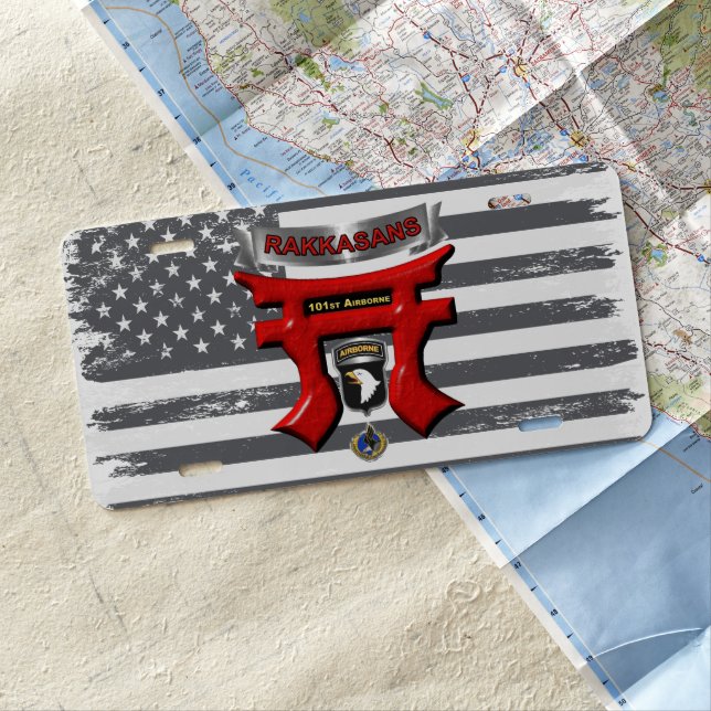 101st Airborne Division Rakkasans Battle Flag  License Plate (In Situ)
