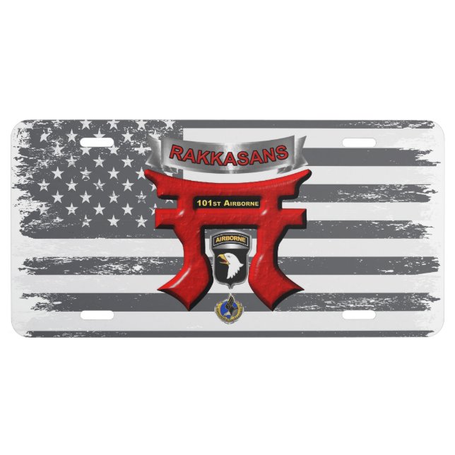 101st Airborne Division Rakkasans Distressed Flag License Plate (Front)