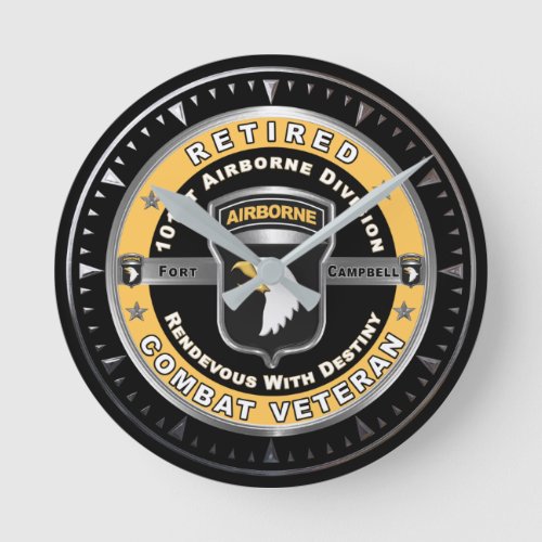 101st Airborne Division Retired Combat Veteran Round Clock