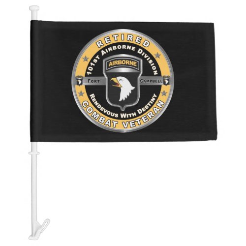 101st Airborne Division Retired Veteran Car Flag