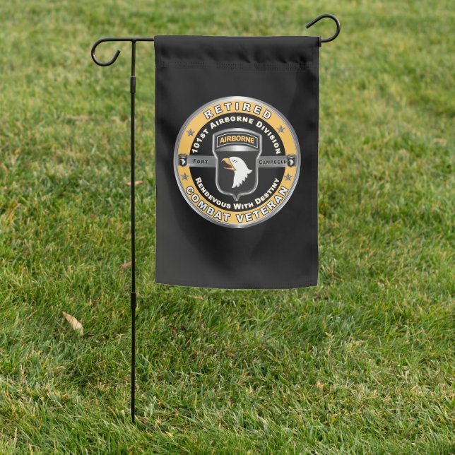 101st  Airborne Division Retired Veteran Garden Flag (In SItu)