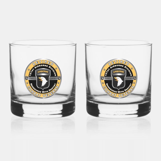 101st Airborne Division Retired Whiskey Glass (Front)
