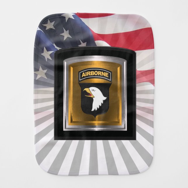 101st Airborne Division “Screaming Eagles” Baby Burp Cloth (Front)