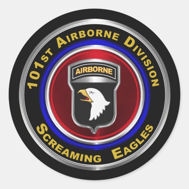 101st Airborne Division Screaming Eagles Classic Round Sticker (Front)