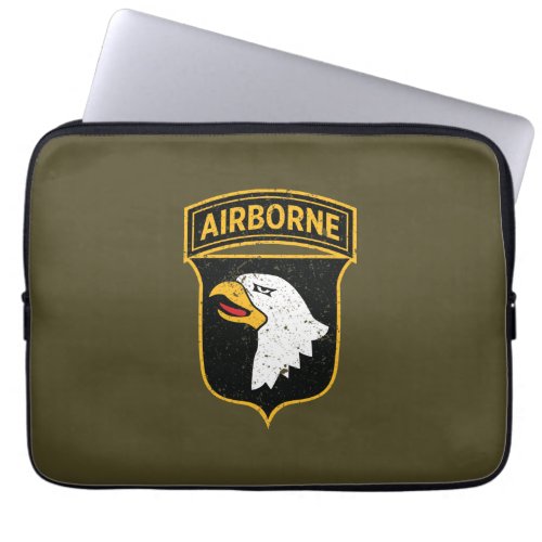 101st Airborne Division Screaming Eagles Grunge Laptop Sleeve