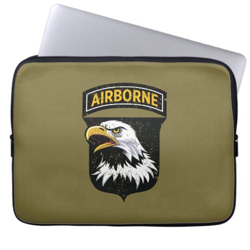 101st Airborne Division Screaming Eagles Grunge Laptop Sleeve