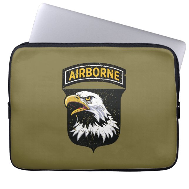 101st Airborne Division "Screaming Eagles" Grunge Laptop Sleeve (Front)