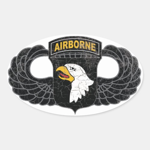 101st Airborne Division Screaming Eagles RUSTIC Oval Sticker