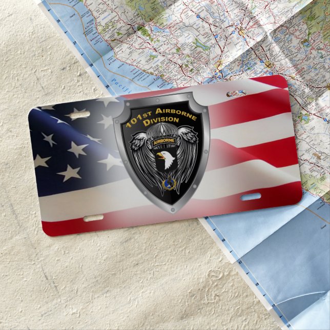 101st Airborne Division Screaming Eagles Shield License Plate (In Situ)