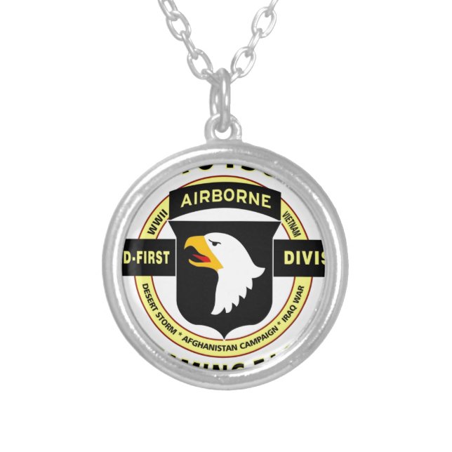 101ST AIRBORNE DIVISION "SCREAMING EAGLES" SILVER PLATED NECKLACE (Front)