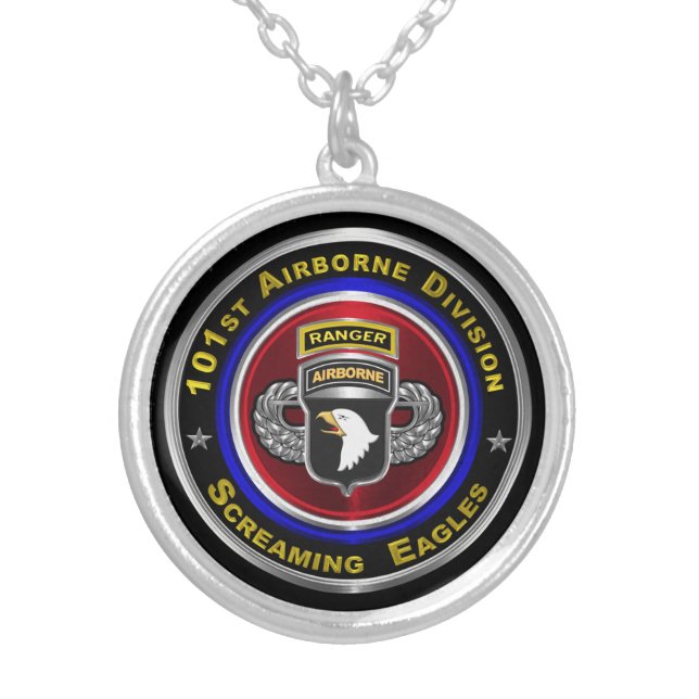 101st Airborne Division “Screaming Eagles” Silver Plated Necklace (Front)
